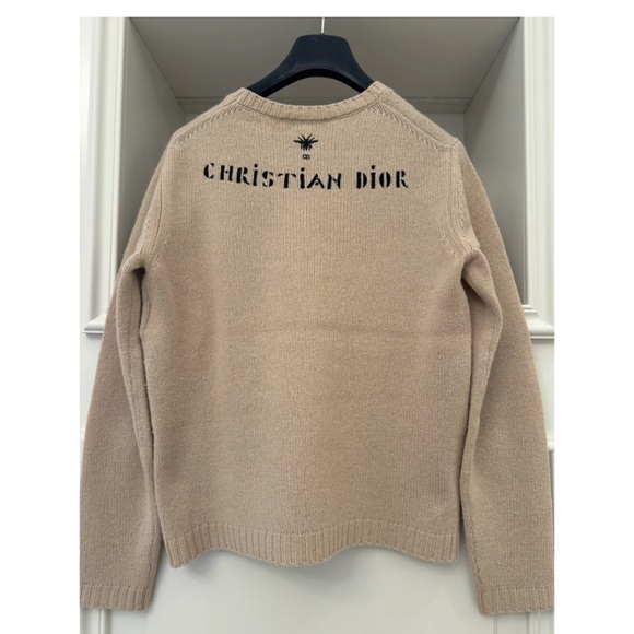 Dior Embroidered Flower Motif Knitted Sweater in Beige Cashmere - Picture 3 of 11